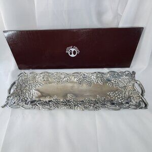 Arthur Court Tray Oblong Serving Platter Handles Grape Vine 19 x 6 in VTG 1995